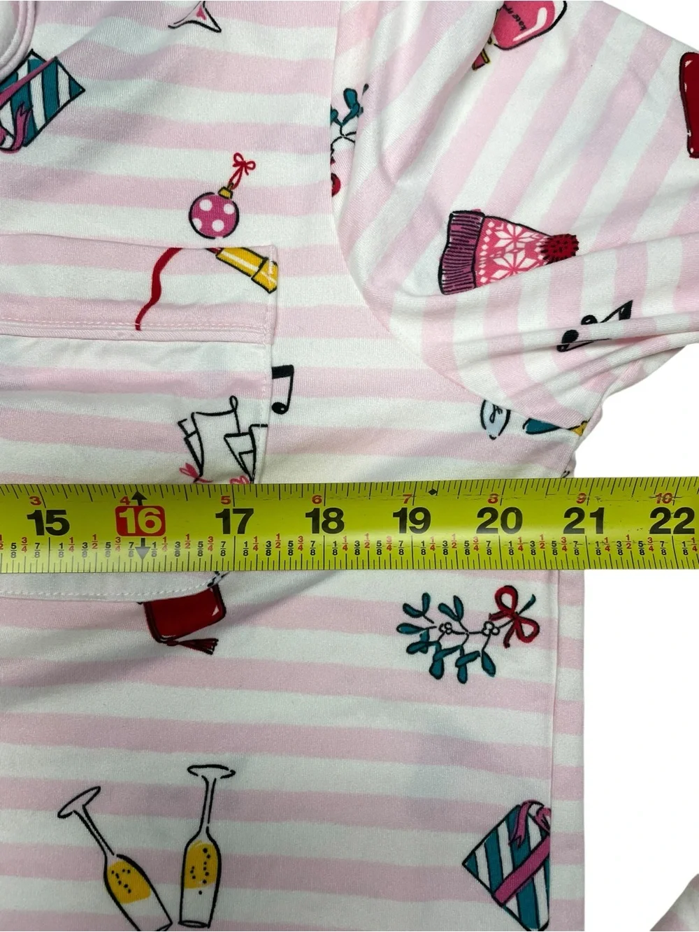 Kate Spade Holiday Cheer Pink Striped Button Front Pajama Top Size Medium NWT